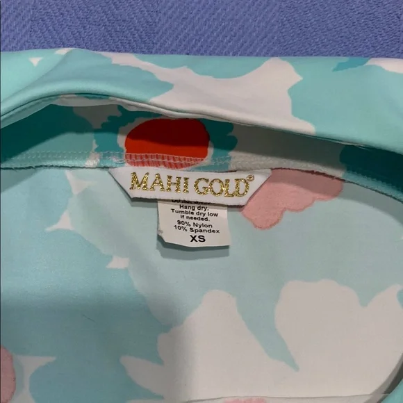 MAHI GOLD Aqua and Orange Floral Mini Dress - Picture 4 of 8